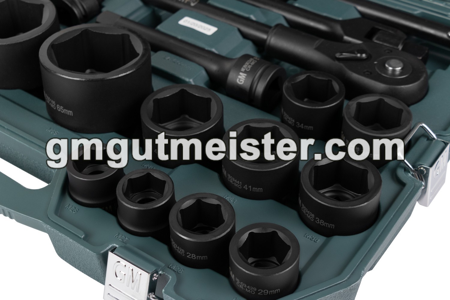 НАБІР ГОЛОВОК ТОРЦЕВИХ УДАРНИХ GUT MECHANIC 3/4" З ТРЕЩІТКОЮ ТА ВОРОТКАМИ 25ШТ ISS13425 - фото 7